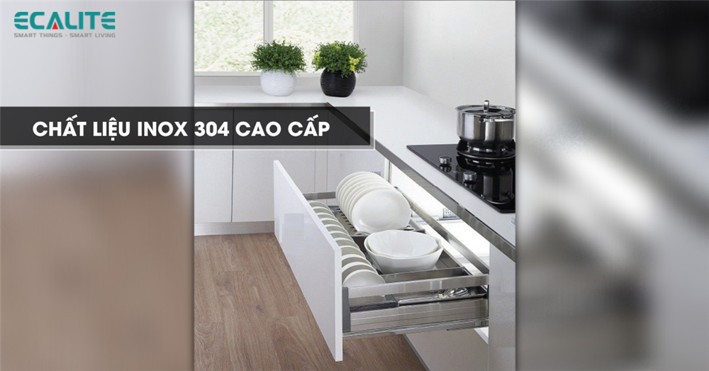 giá xoong nồi bát đĩa Ecalite chất liệu inox cao cấp