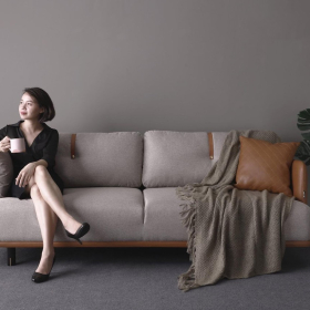 sofa băng vải + da