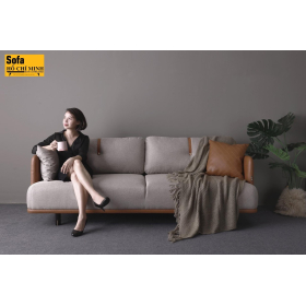 sofa băng vải + da