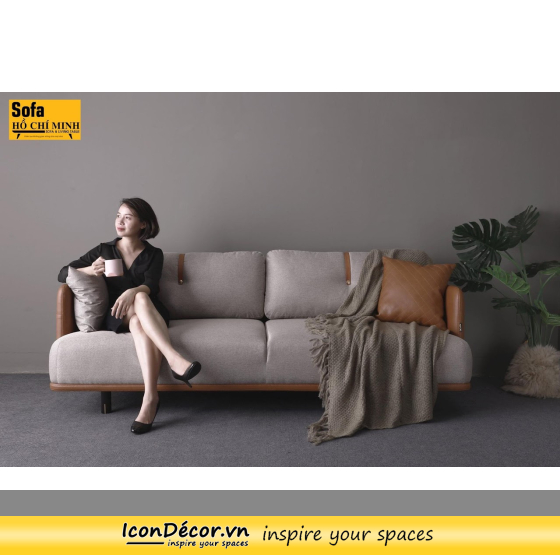 sofa băng vải + da