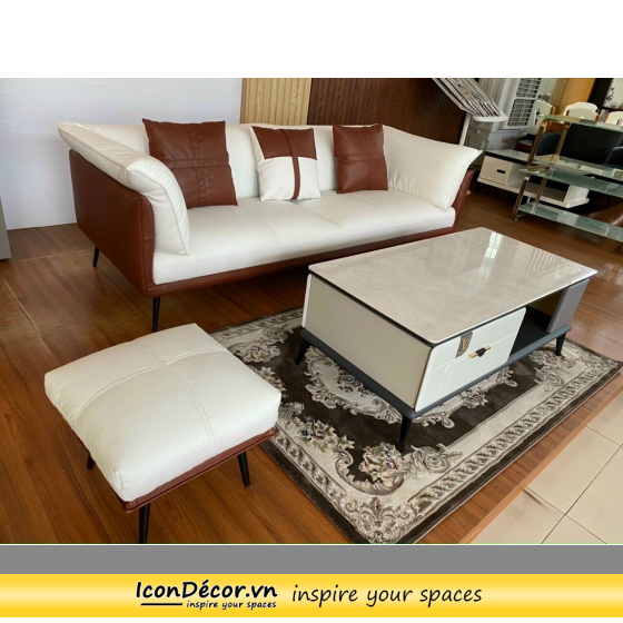 sofa băng da tặng bàn và đôn