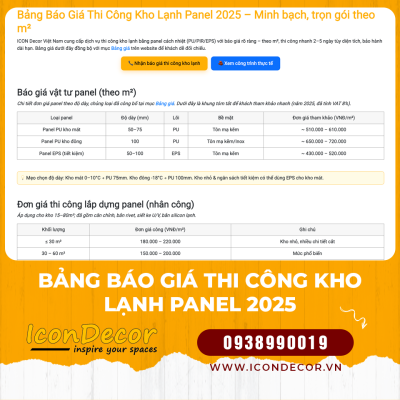 Bảng Báo Giá Thi Công Kho Lạnh Panel 2025