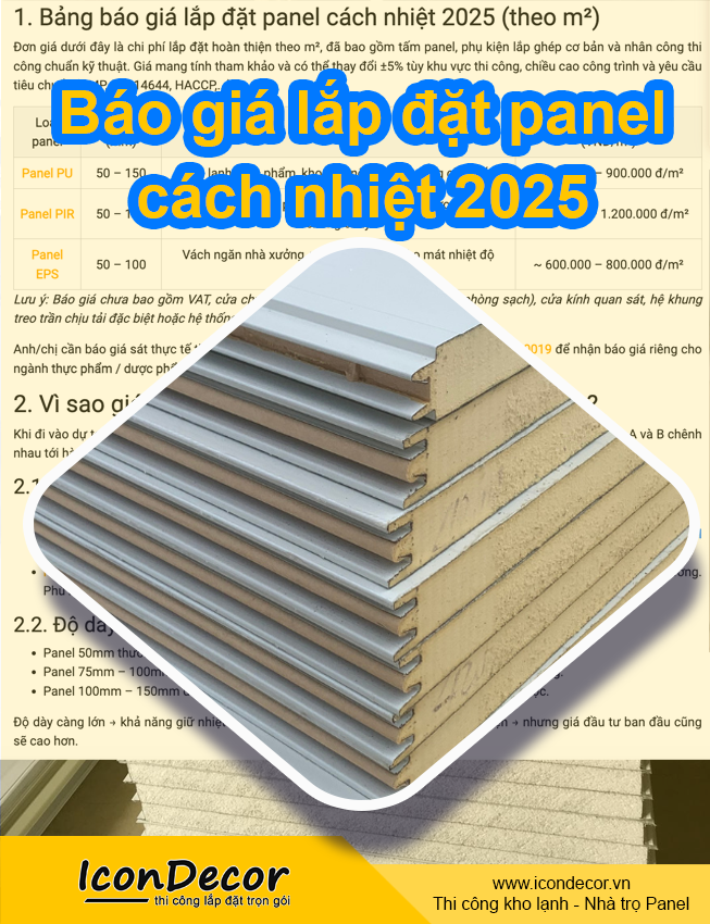 Báo giá lắp đặt panel cách nhiệt 2025 – Thi công trọn gói, giá ưu đãi theo m²